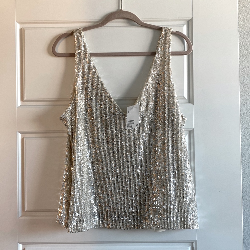 NWT H&M Silver Sequin Tank